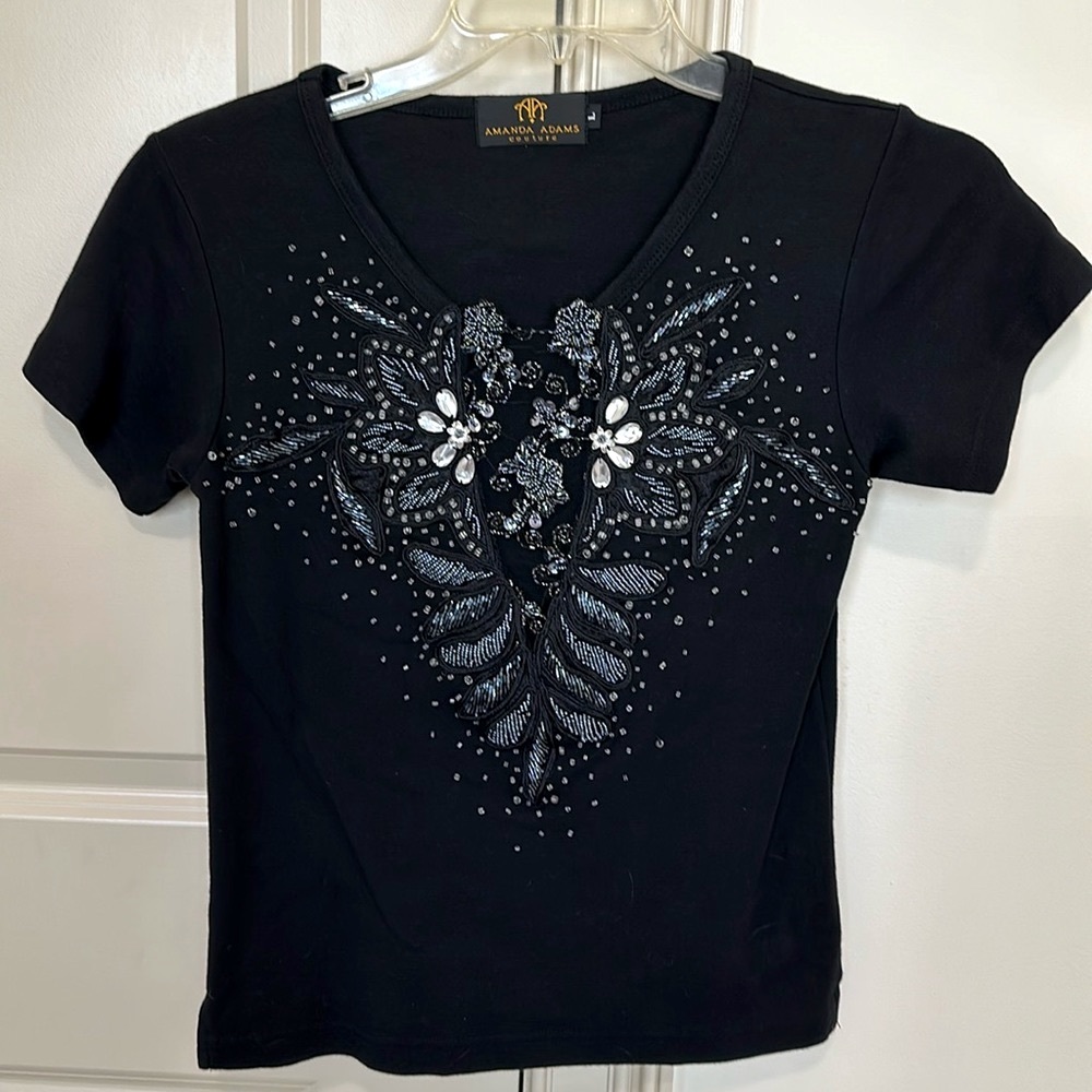 Amanda Adams Couture 100% Cotton (exclusive of embellishment) Short Sleeved Tee